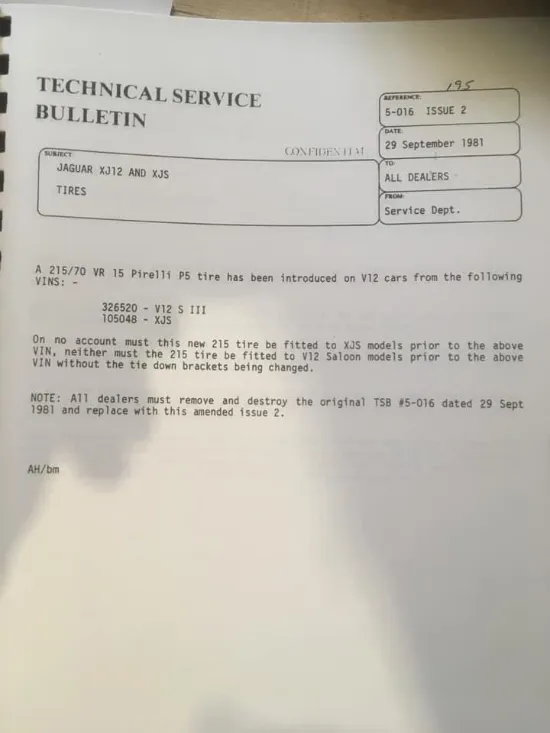 Click to enlarge XJ12 Original Equipment Tyres